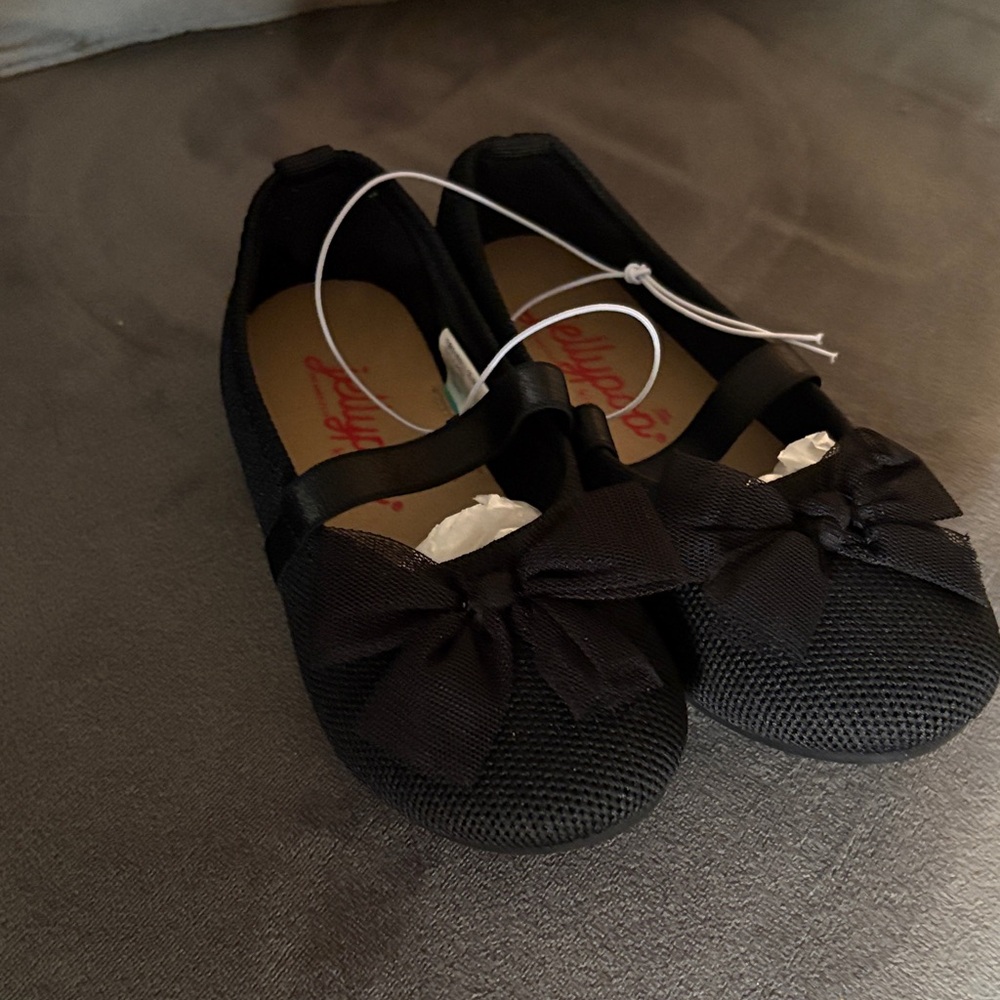 Jellypop Black Bow Mary Jane Flats for Kids
